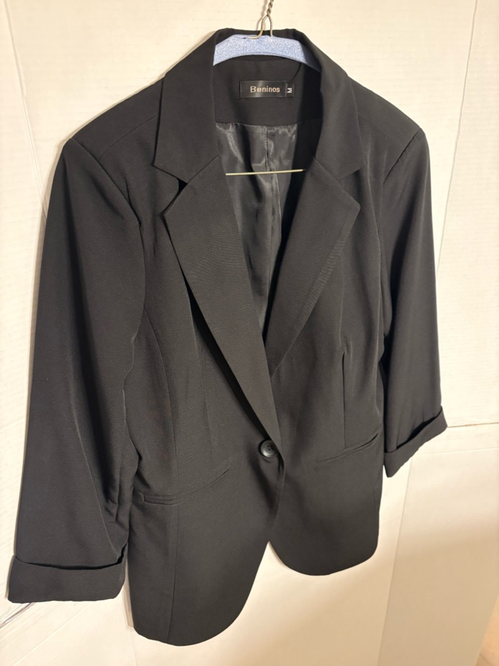 Beninos Black Single-Button Blazer